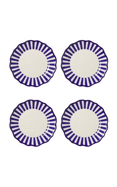 Maison Madison Riviera Set-of-four Ceramic Dinner Plates In Blue