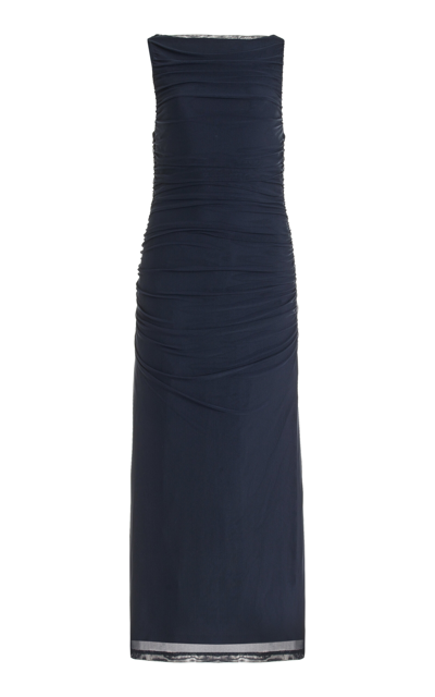 Significant Other Saria Ruched Knit-jersey Midi Dress In Black