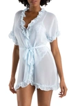 In Bloom By Jonquil Alice Ruffle Wrap Robe In Blue Mist