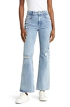 Rails The Sunset High Rise Slim Flare Jeans In Mazarine In Bluebell Distress