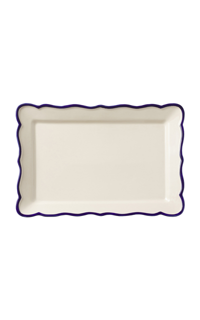 Maison Madison Jane Rectangular Ceramic Platter In Blue