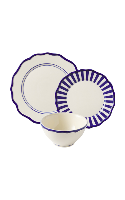 Maison Madison Set-of-twelve Mixed Ceramic Dinner Set In Blue