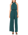 Vince Camuto Tie Neck Chiffon Overlay Wide Leg Jumpsuit In Deep Forest