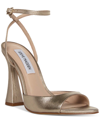 Steve Madden Beki Ankle Strap Pointed Toe Sandal In Gold Metallic Leather