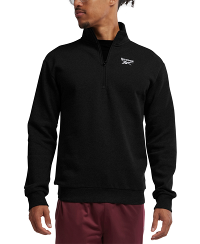 Reebok Men's Identity Regular-fit Quarter-zip Fleece Sweatshirt In Black