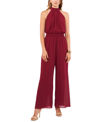 Vince Camuto Tie Neck Chiffon Overlay Wide Leg Jumpsuit In Crisp Merl