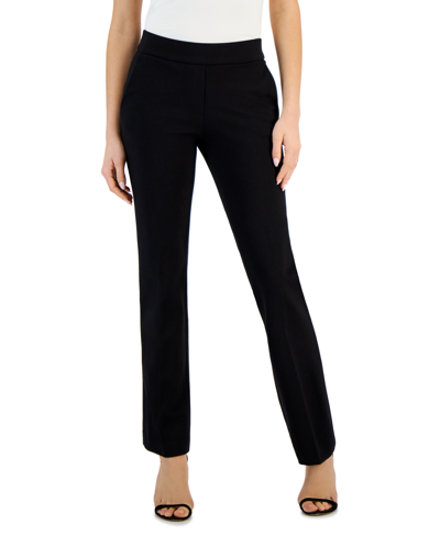 Anne Klein Women's Mid-rise Pull-on Slash-pocket Pants In Anne Black