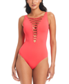 BLEU BY ROD BEATTIE WOMEN'S CORE-LACE-DOWN MIO ONE-PIECE SWIMSUIT