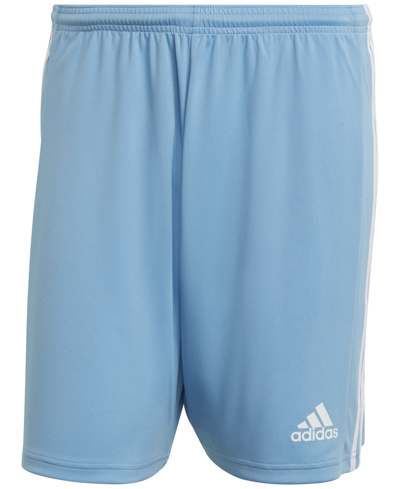 Adidas Originals Men's Squadra 21 Knit Moisture-wicking 7-1/2" Shorts In Light Blue,white