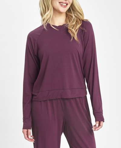 Lively Women's The All-day Crew Neck Long-sleeve Top In Plum