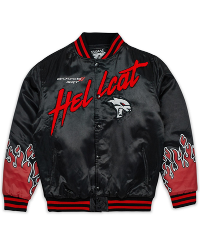 Reason Men's Dodge Hellcat Flame Varsity Jacket In Black