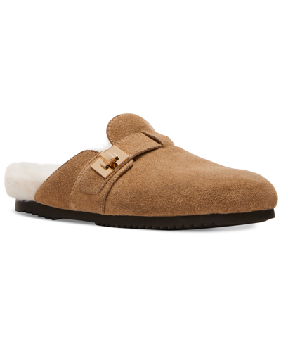 Steve Madden Women's Money-f Faux-fur Slip On Clogs In Taupe Suede