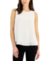 ANNE KLEIN WOMEN'S SCOOP-NECK SLEEVELESS DOUBLE-LAYERED TOP