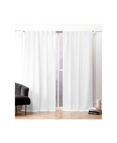 Nicole Miller Textured Matelasse Hidden Tab Top Curtain Panel Pair, 50" X 96" In White