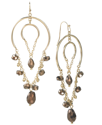 Style & Co Silver-tone Beaded Chandelier Earrings, Created For Macy's In Brown