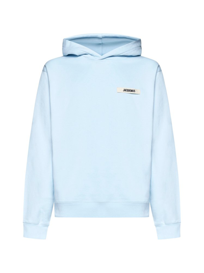 Jacquemus Le Hoodie Gros Grain Cotton Sweatshirt In Light Blue