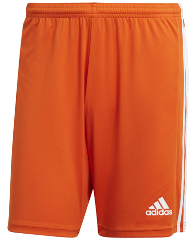 Adidas Originals Men's Squadra 21 Knit Moisture-wicking 7-1/2" Shorts In Team Orange,white