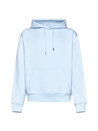 Jacquemus Logo Embroidered Drawstring Hoodie In Blue
