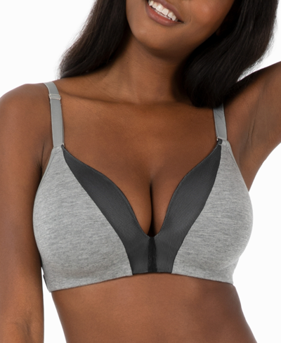 Lively The All-day Deep V No-wire Bra In Heather Gray