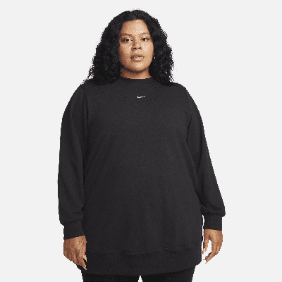 Nike Women's Dri-fit One Crew-neck French Terry Tunic (plus Size) In Black