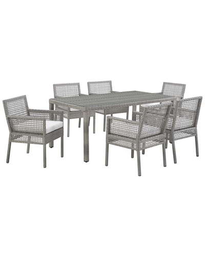 Modway Aura 7-piece Outdoor Patio Wicker Set In Gray