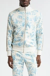 Palm Angels Palm-print Zip-front Track Jacket In Light Blue