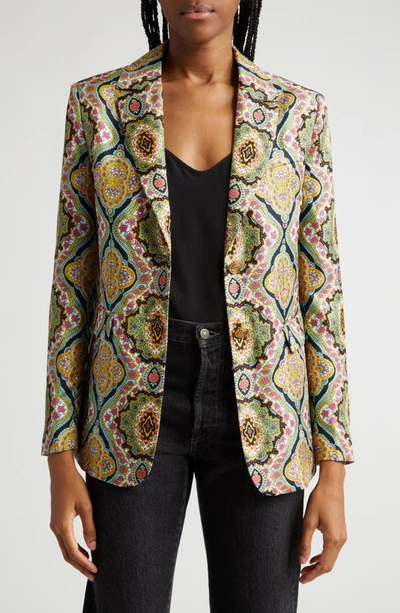 Etro Medallion-print Silk Single-breasted Blazer Jacket In Multicolor