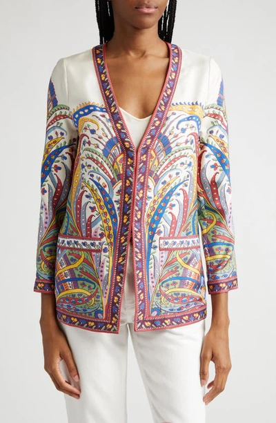 Etro Silk Twill Jacket Clothing In Multicolour