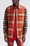 Rick Owens Gingham-pattern Cotton Shirt In Clay Plaid/ Black Plaid