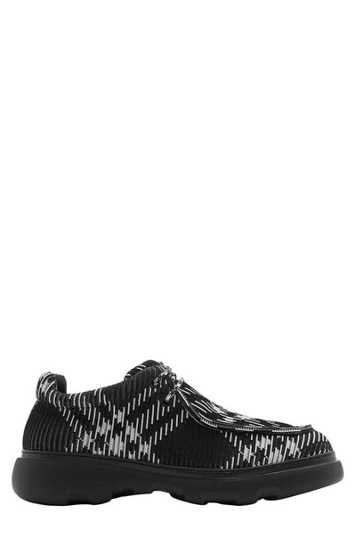 Burberry Check Woven Creeper Shoes In Black Check