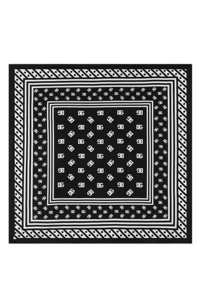 Dolce & Gabbana Logo-print Silk Scarf In Black