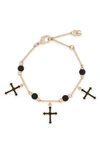 Dolce & Gabbana Dolce&gabbana Dna Crystal Cross Charm Bracelet In Gold