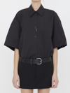 Alexander Wang Belted Cotton-blend Poplin Mini Shirt Dress In Black