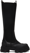 GANNI BLACK CLEATED HIGH CHELSEA BOOTS