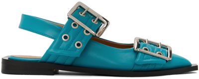 GANNI BLUE FEMININE BUCKLE BALLERINA FLATS