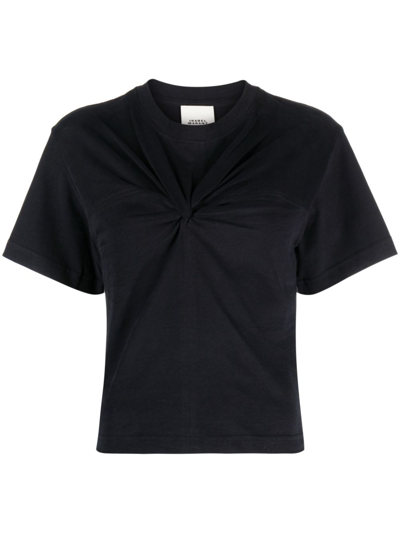 Isabel Marant Zuria Knot-detail Organic Cotton T-shirt In Black