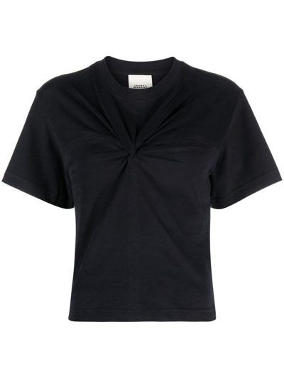 Isabel Marant Chic Cropped T-shirt With Unique Knot Detail And Luxurious Cotton Fabric In Black