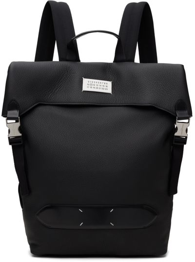 Maison Margiela Black Soft 5ac Flap Backpack In T8013 Black