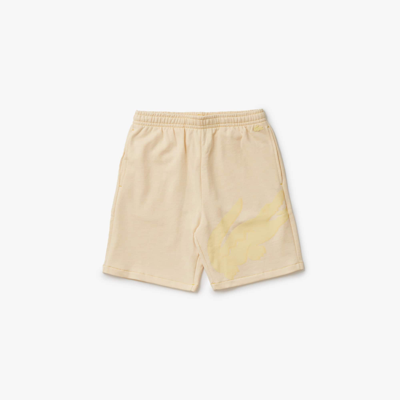Lacoste Men's Oversized Crocodile Print Organic Cotton Fleece Shorts - M - 4 In Yellow