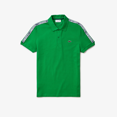 Lacoste Men's Regular Fit Logo Stripe Stretch Cotton Polo - S - 3 In Green
