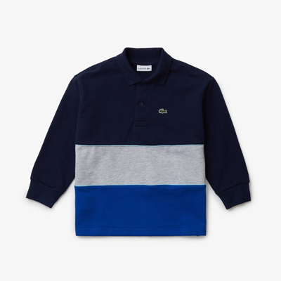 Lacoste Kids' Long Sleeve Cotton Piquã© Colorblock Polo - 3 Years In Blue