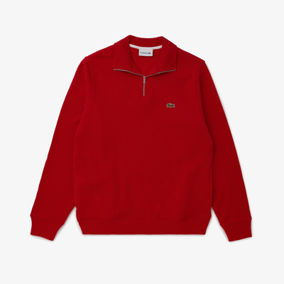 Lacoste Men's Half-zip Cotton Sweatshirt - M - 4 In Red