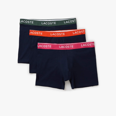 Lacoste Men's Cotton Boxer Briefs 3-pack - Xxl In Blue