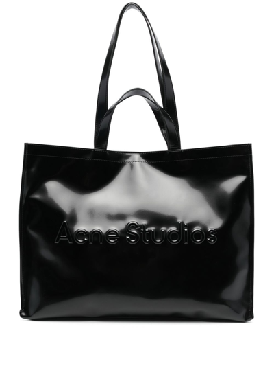 Acne Studios Logo Shopper Tote Black One Size In 900 Black