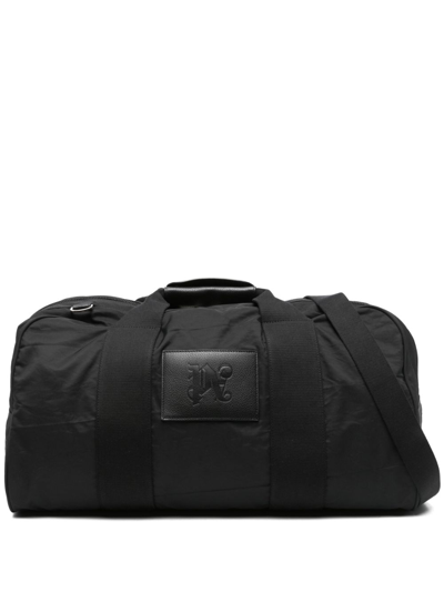 Palm Angels Retro Gym Canvas Duffle Bag In Black