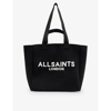 Allsaints Izzy Logo-print Recycled-polyester Tote Bag In Black