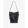 Allsaints Womens Black Miro Branded-hardware Leather Shoulder Bag