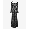 Nina Ricci Bow-embellished Sequinned Lace Gown In Black