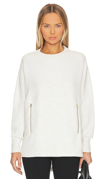 Varley Page Longline Sweatshirt In Ivory Marl