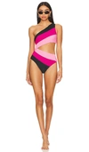 Beach Riot Joyce Stripe Cutout One-piece Swimsuit In Amour Colorblock